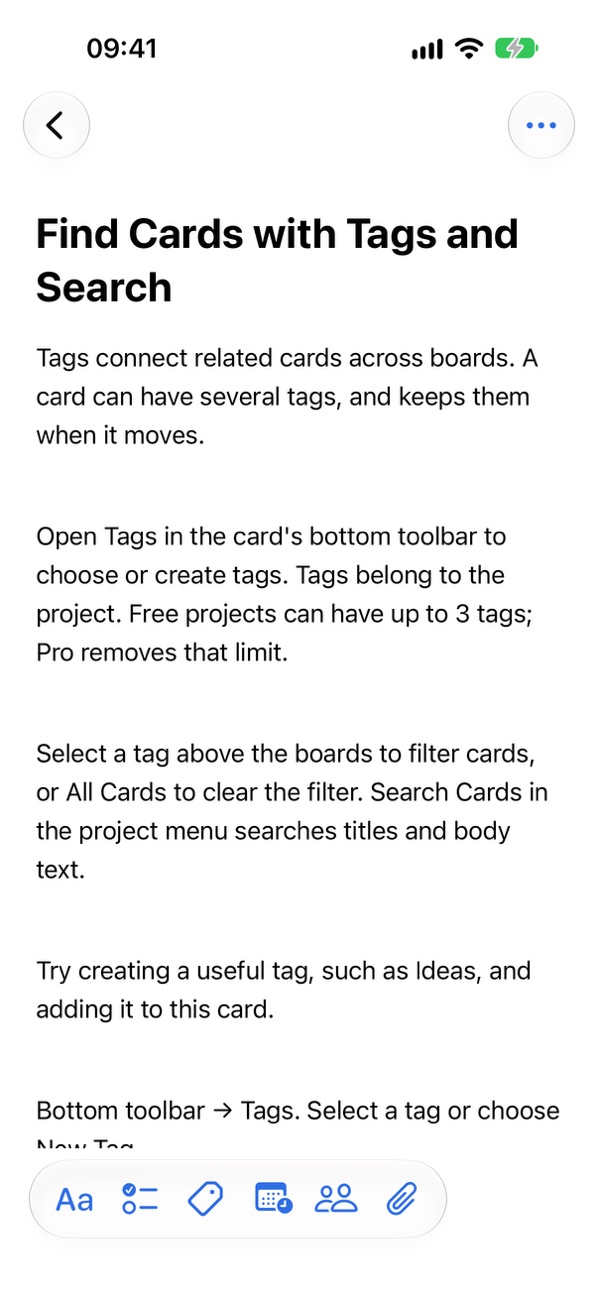 Find any card with tags and search